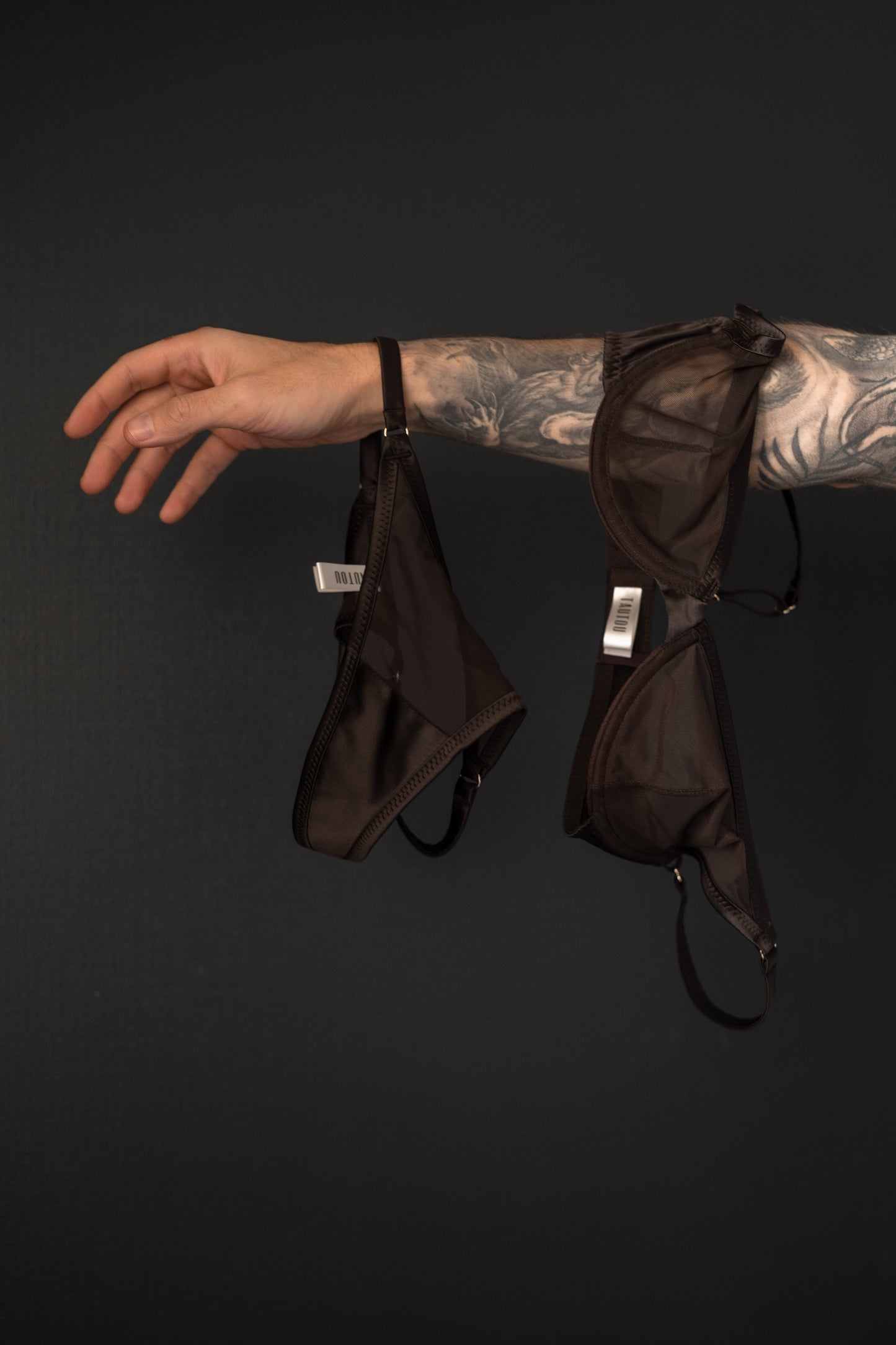 Oona see-through mesh bra and panties handmade by Tautou Lingerie