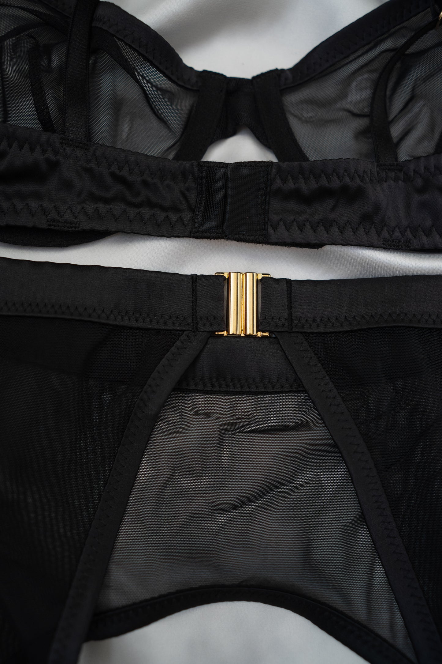 Black see-through mesh lingerie set Tate minimal design