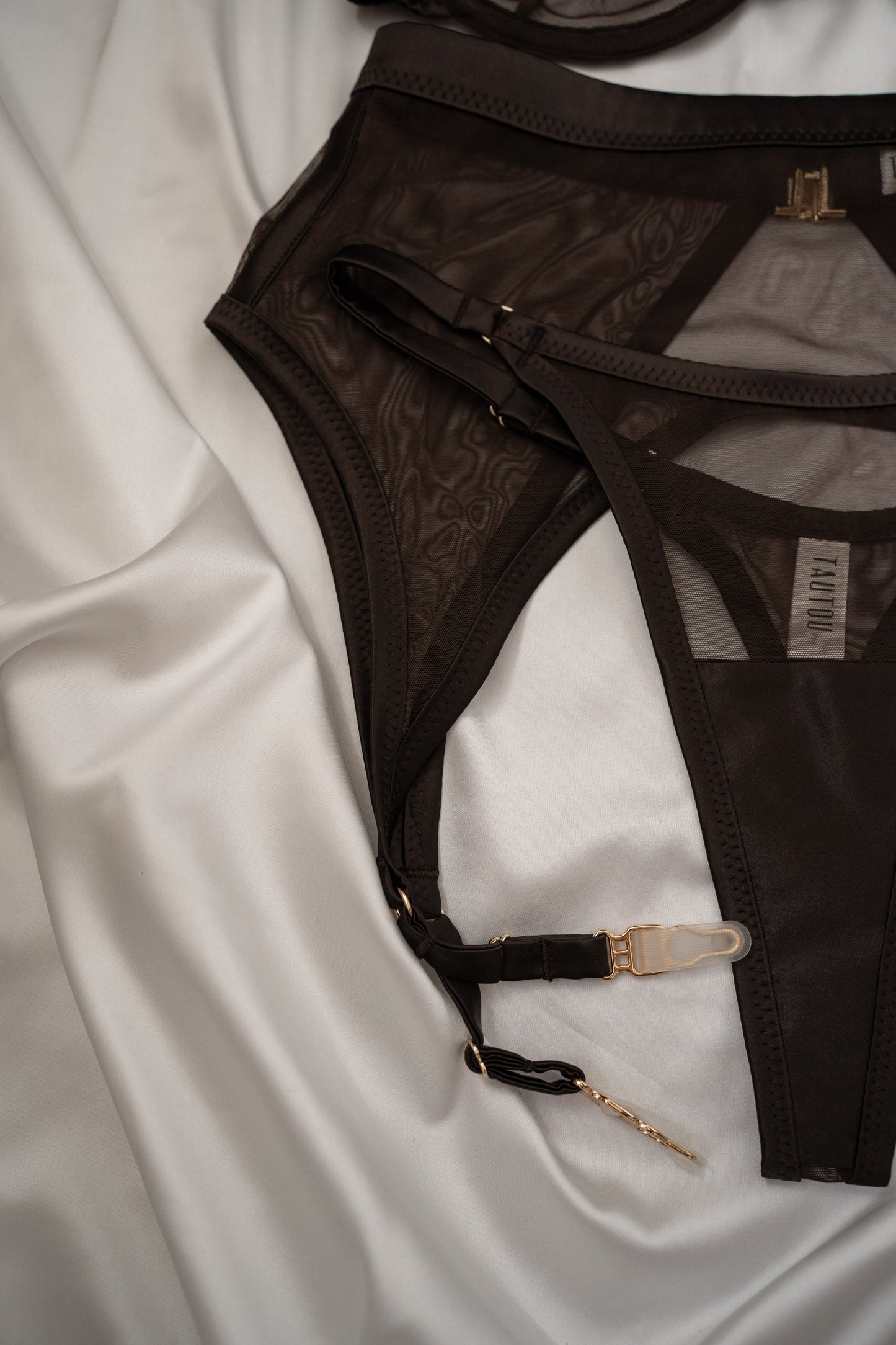 Tate Chocolate mesh lingerie set by Tautou