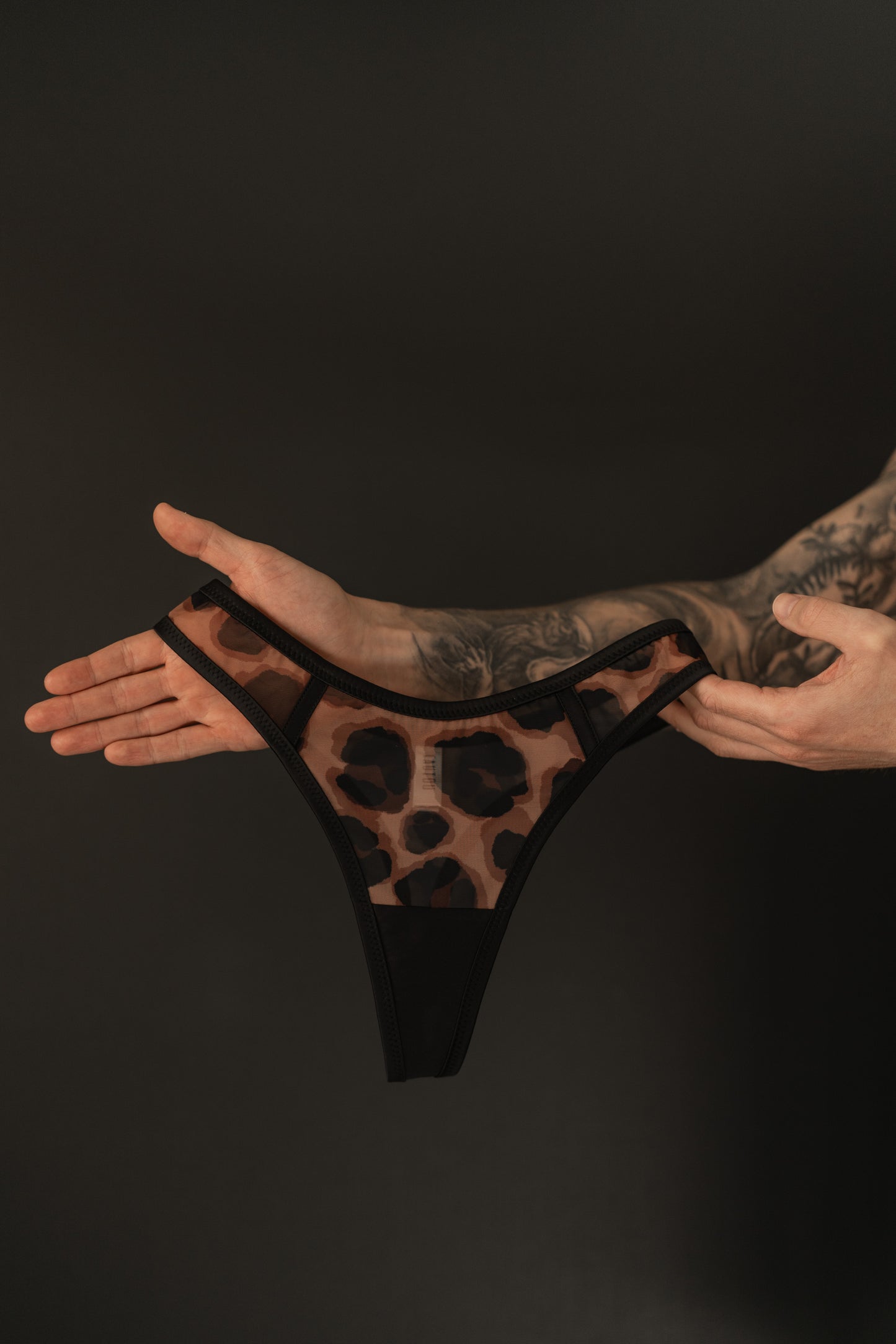 Vivienne Leopard satin bra and mesh panty set 