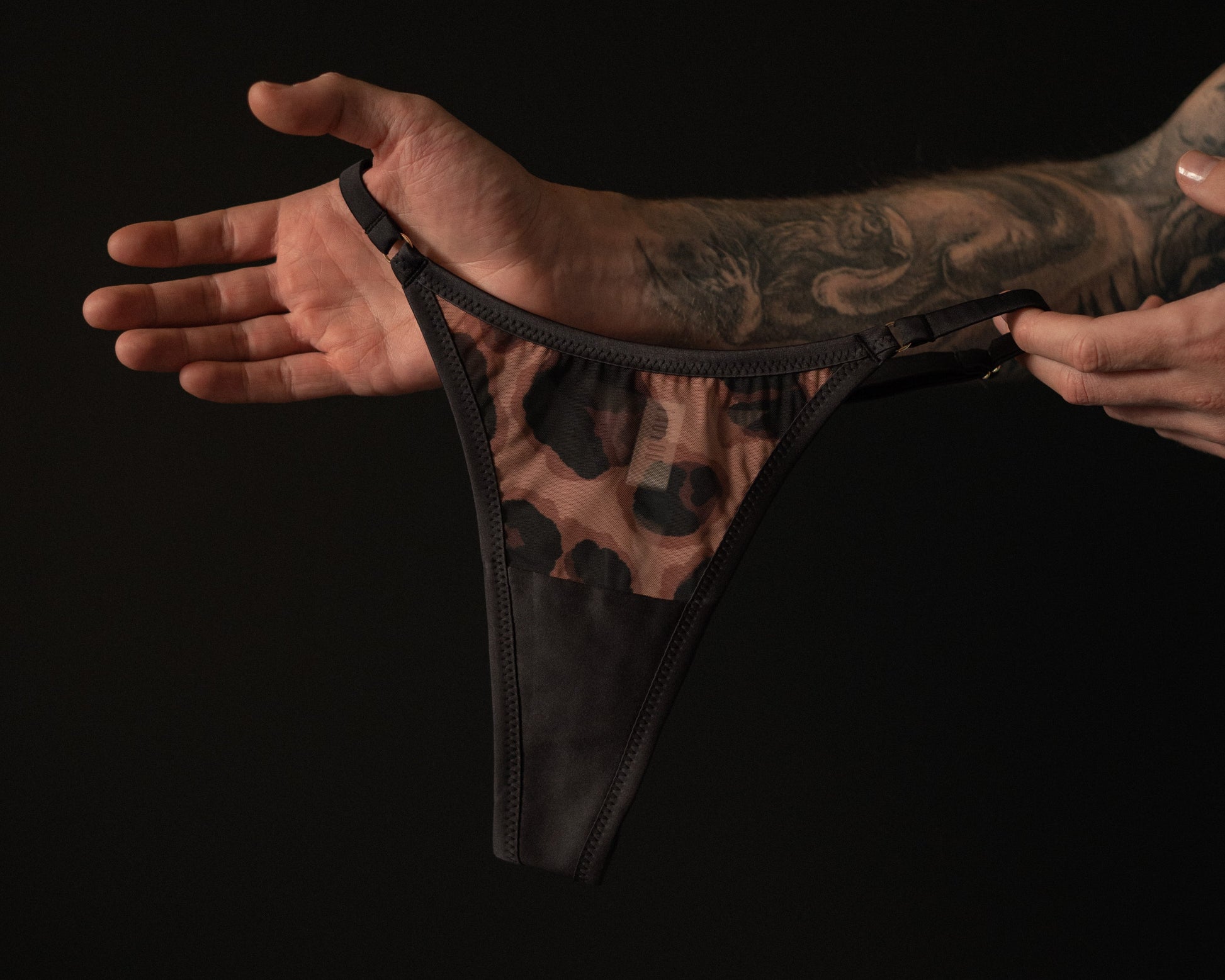 Tautou Indi Leopard satin thong panties front view