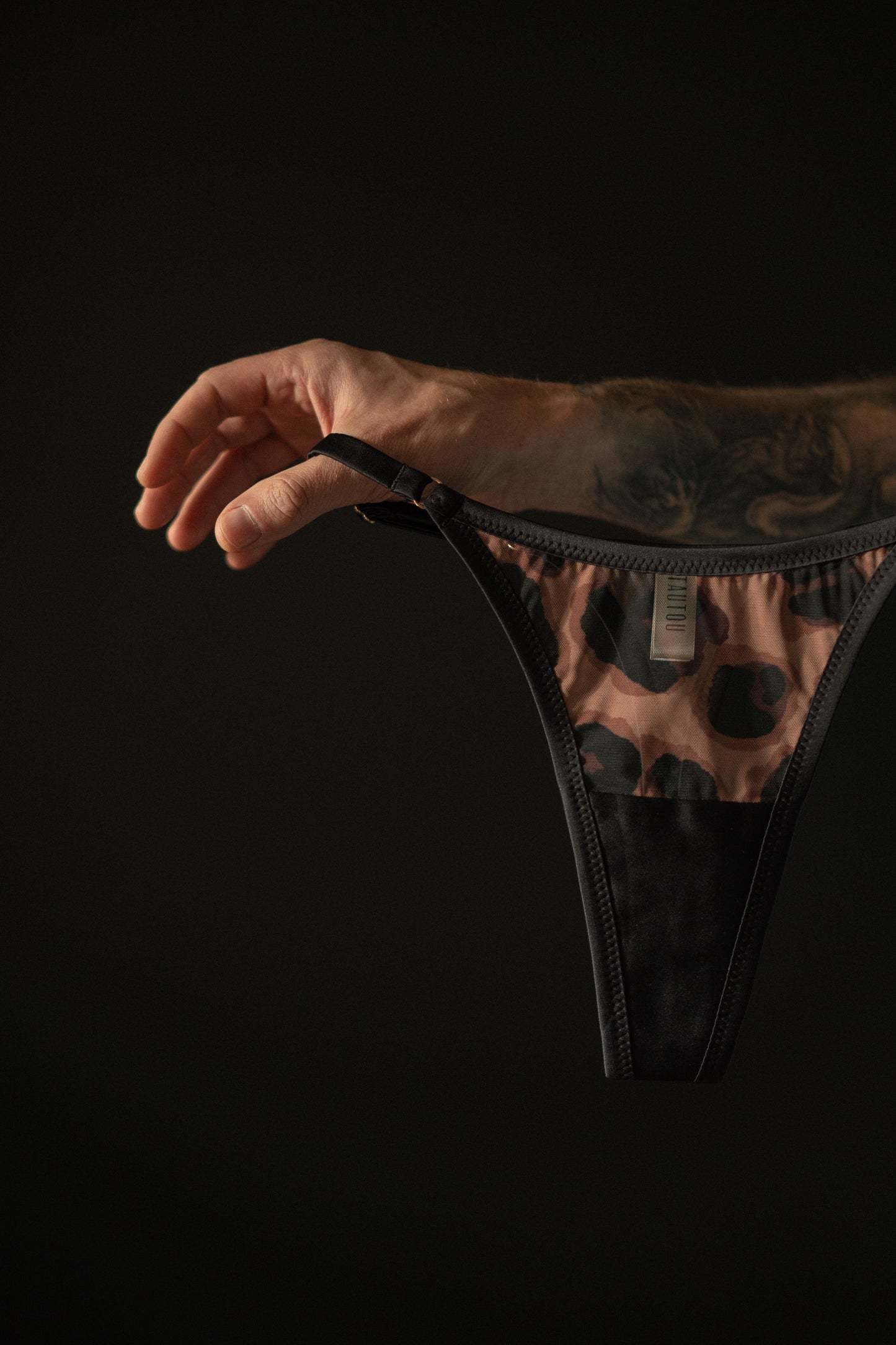 Leopard print satin thong underwear Indi minimal design