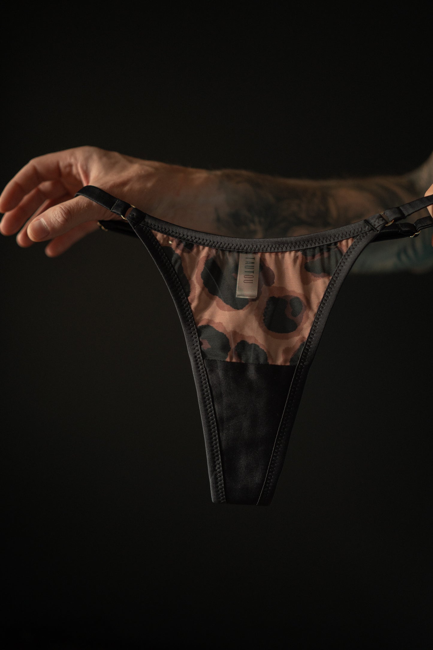 Soft satin leopard print thong panties Indi by Tautou Lingerie